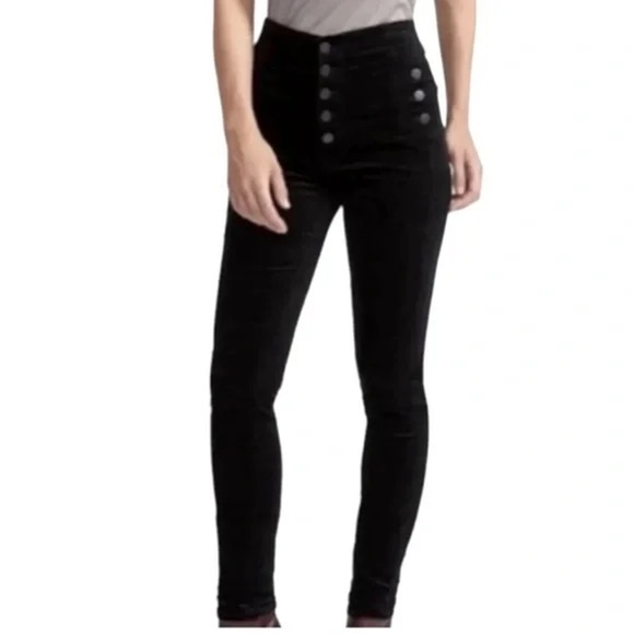 J Brand Denim - J BRAND Natasha Sky High Skinny Black Velvet Pants, Size 30/31